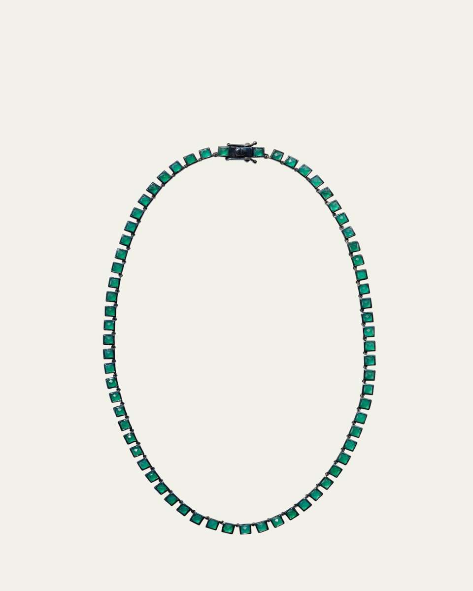 Riviere Tile Necklace with Square Labradorites